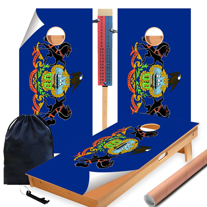 Pennsylvania Classic State Flag Cornhole Boards Wraps (Set of 2)