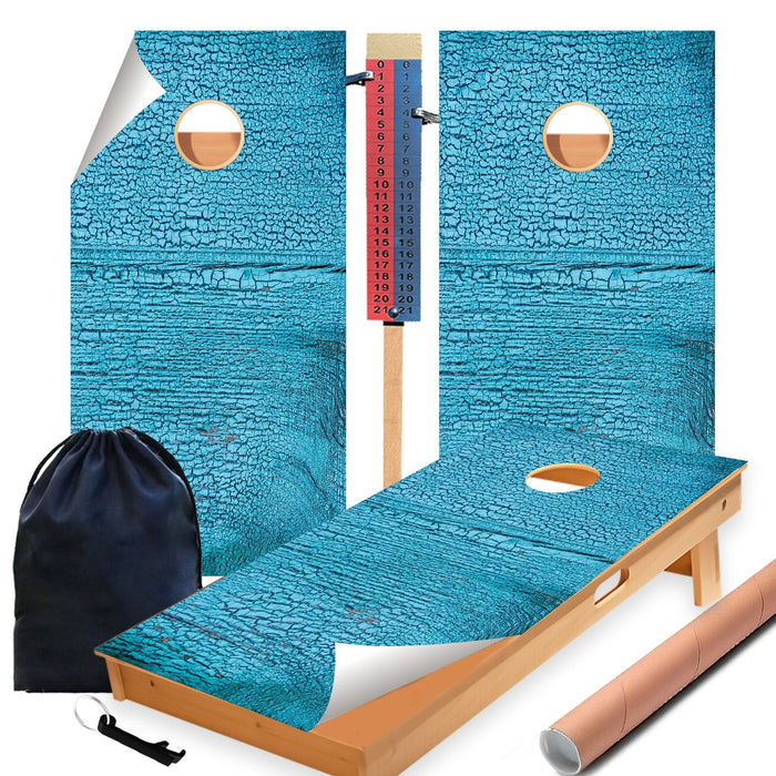 Blue Wood Cornhole Boards Wraps (Set of 2)