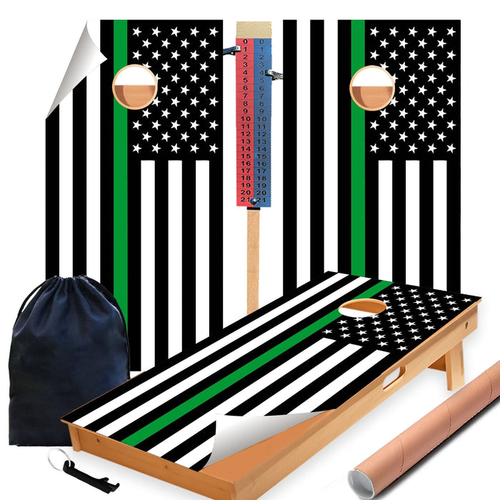 Green Lines Cornhole Boards Wraps (Set of 2)