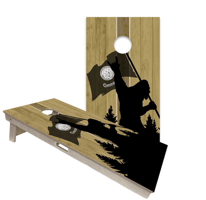 Cornhole Boards World Series of Cornhole Official 2' x 4' Professional Cornhole Board Runway 2402P - Sasquatch Holding an Idaho Flag