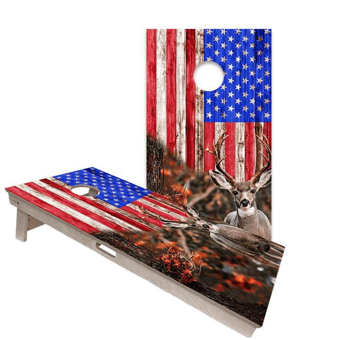 Cornhole Boards World Series of Cornhole Official 2' x 4' Professional Cornhole Board Runway 2402P - Deer with American Flag