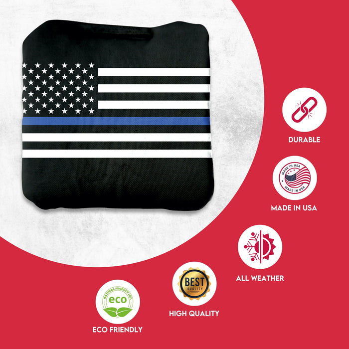 Tournament Blue Lines Flag Cornhole Bags - Set of 8