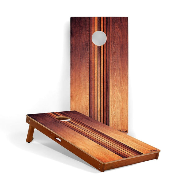 Cornhole Boards Retro Woody 2ft x 4ft Graphic Wood Classic Cornhole Set | Natural Surf Beach Collection