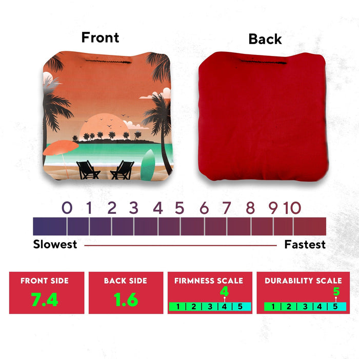 Tournament Tropical Red Orange Cornhole Bags - Set of 8