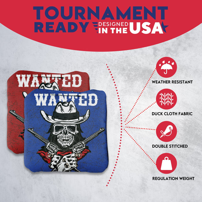 Tournament Wanted Skull Cornhole Bags - Set of 8