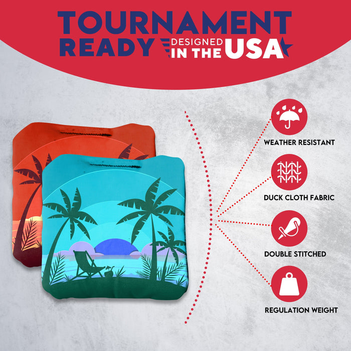 Tournament Red Blue Beach Chair Cornhole Bags - Set of 8