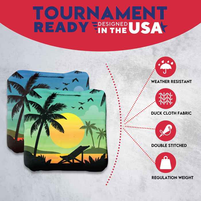 Tournament Green Blue Beach Cornhole Bags - Set of 8