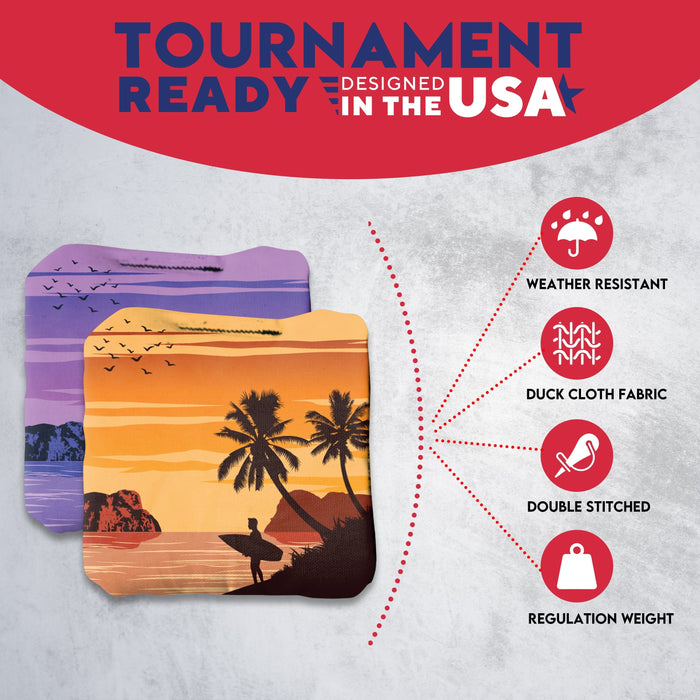 Tournament Orange Purple Beach Cornhole Bags - Set of 8