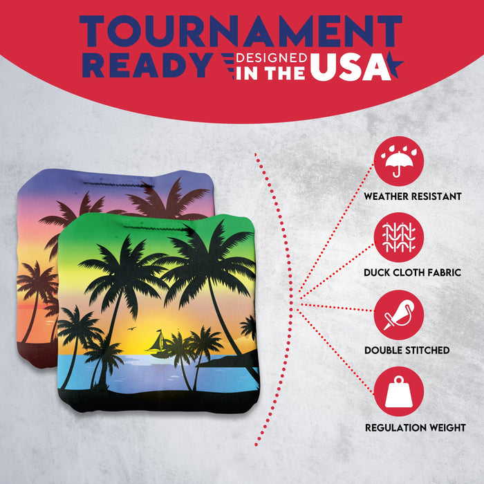Tournament Purple Green Beach Cornhole Bags - Set of 8