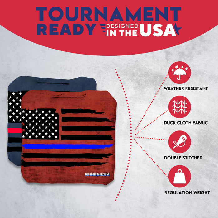 Tournament Blue Line Red Line Cornhole Bags - Set of 8