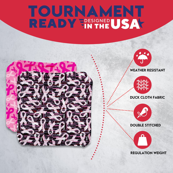 Tournament Breast Cancer Cornhole Bags - Set of 8