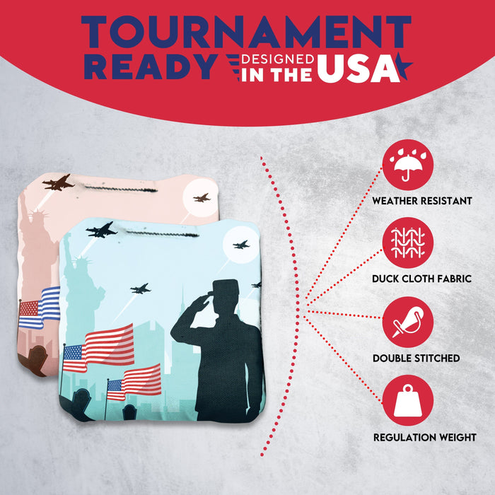 Tournament Soldier Salute Cornhole Bags - Set of 8