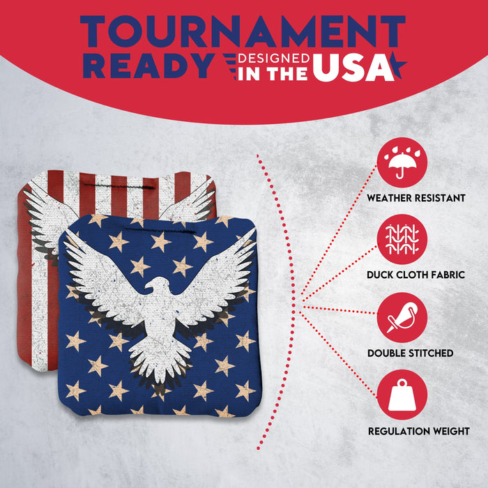 Tournament Bird Flag White Cornhole Bags - Set of 8