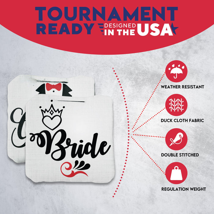Tournament Bride Groom Cornhole Bags - Set of 8