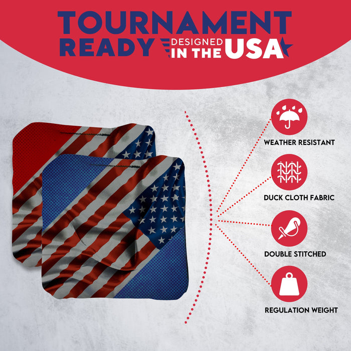 Tournament Sideway Flag Cornhole Bags - Set of 8