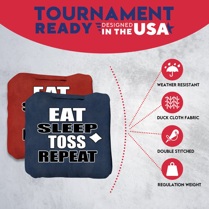 Tournament Eat Sleep Toss Repeat Cornhole Bags - Set of 8