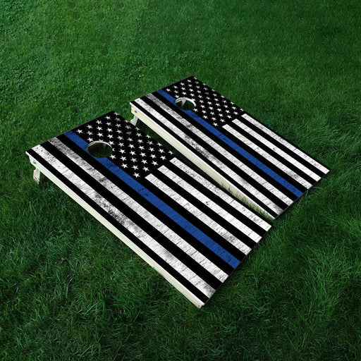 Blue Line Vintage Cornhole Boards Wraps (Set of 2)
