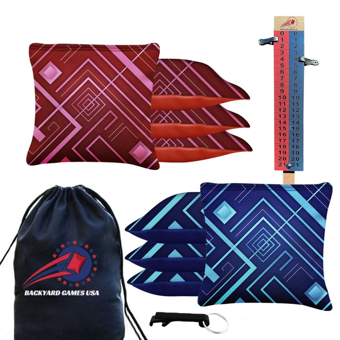 Blue Pink Lines Cornhole Bags