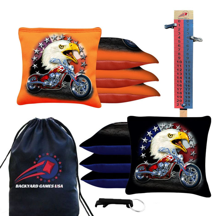 Motorcycle Bald Eagle Cornhole Bags