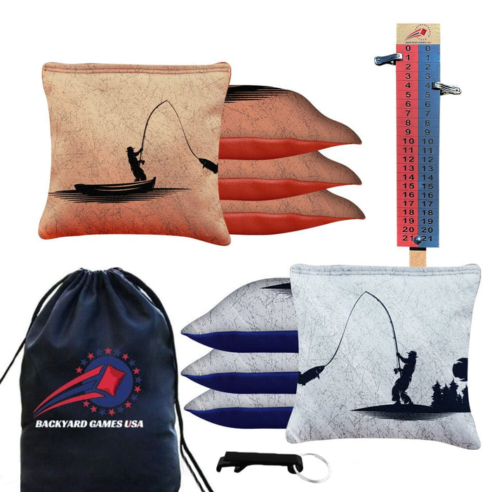 Fish on Rod Cornhole Bags