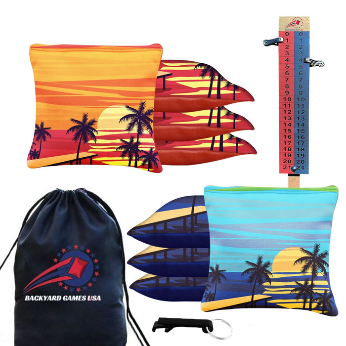 Blue Red Beach Cornhole Bags