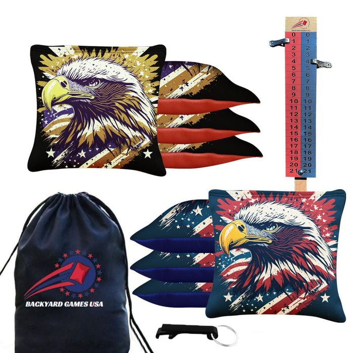 Tournament Red Gold Eagle Cornhole Bags - Set of 8