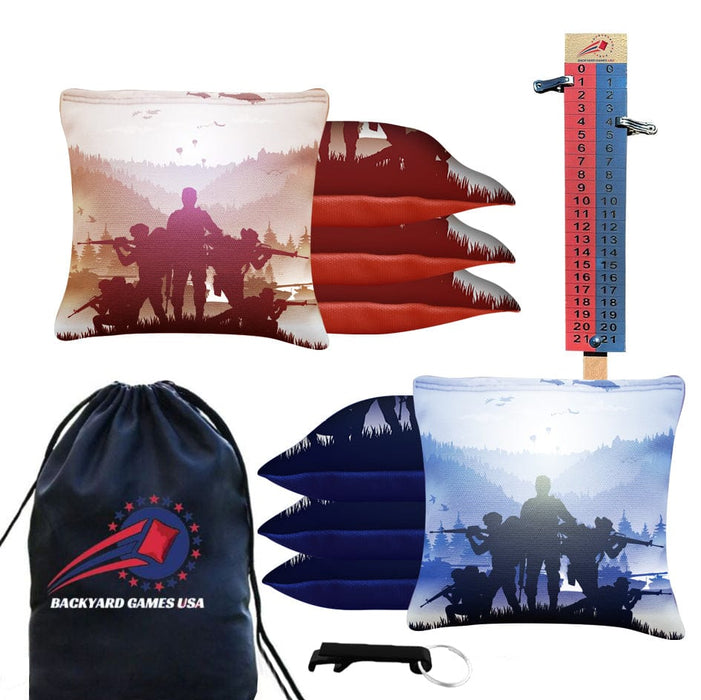 Tournament Red Blue Squad Cornhole Bags - Set of 8