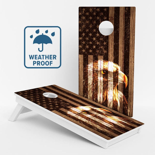 Boards Faded Bald Eagle American Flag Weather Proof Cornhole Boards