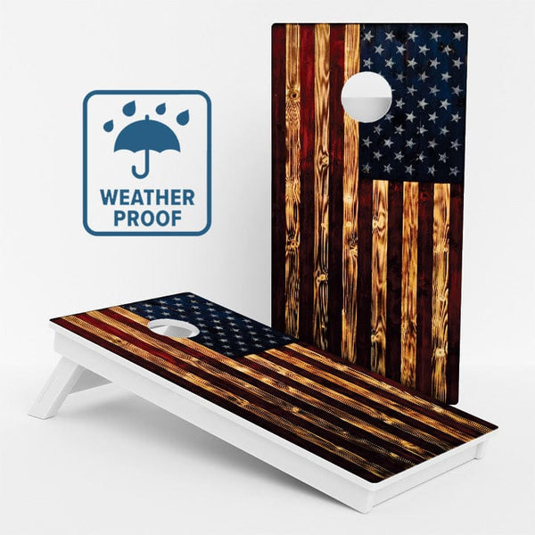 Boards Rustic American Flag Weather Proof Cornhole Boards