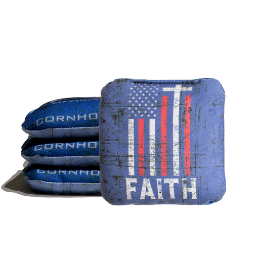 Cornhole Bags Blue 6-IN Professional Cornhole Bag Rapter - Faith Flag