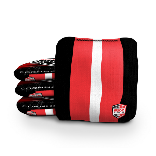 Cornhole Bags Black | Red | White 6-IN Professional Cornhole Bag Rapter - Classic Stripes