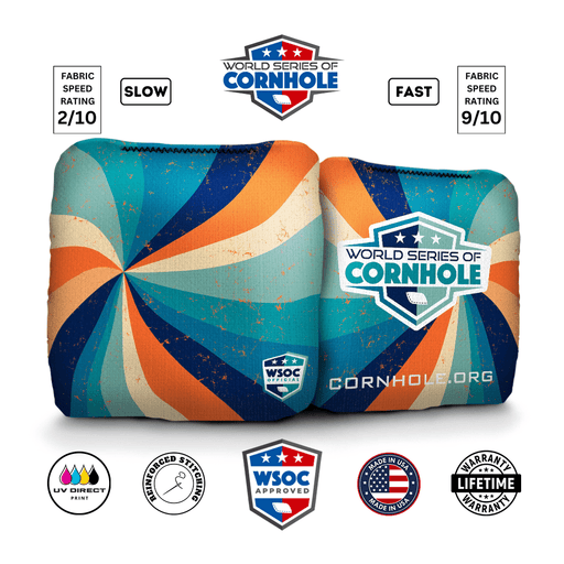 Cornhole Bags World Series of Cornhole Official 6-IN Professional Cornhole Bag Rapter - Retro Swirl