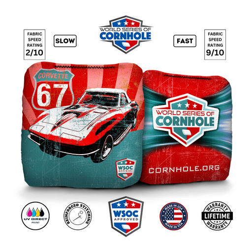 Cornhole Bags 6-IN Professional Cornhole Bag Rapter - 67' Corvette Red