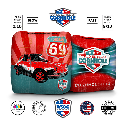 Cornhole Bags 6-IN Professional Cornhole Bag Rapter - 69' Porsche Red