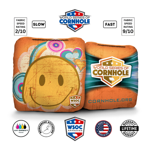 Cornhole Bags 6-IN Professional Cornhole Bag Rapter - Hippy Love Orange