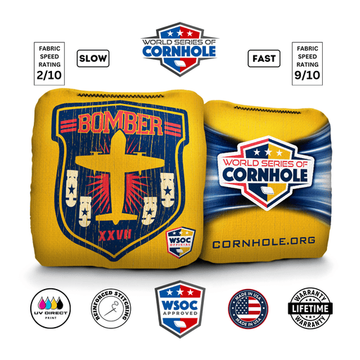 Cornhole Bags World Series of Cornhole Official 6-IN Professional Cornhole Bag Rapter - Vintage American Bomber Yellow