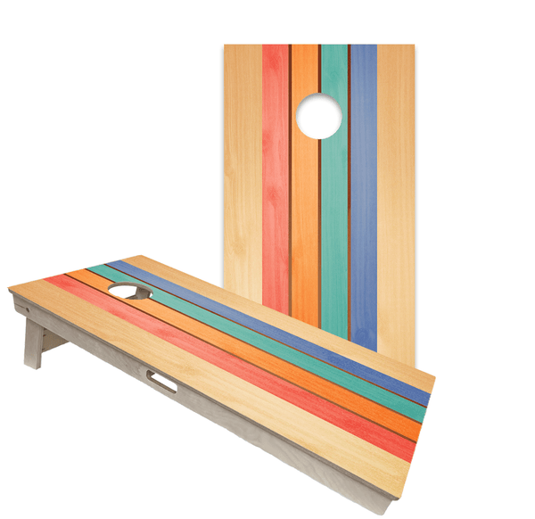 Cornhole Boards World Series of Cornhole Official 2' x 4' Professional Cornhole Board Runway 2402P - Retro Colored Stripes