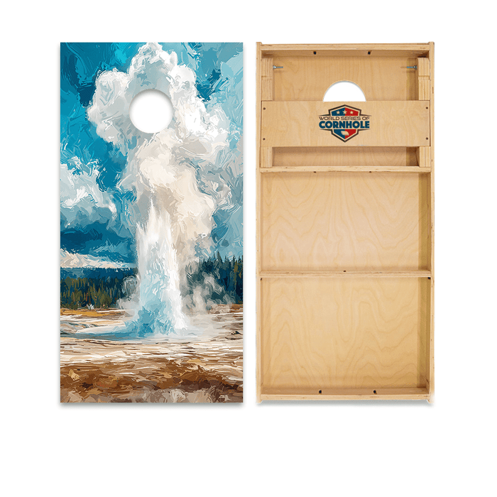 Cornhole Boards World Series of Cornhole Official 2' x 4' Professional Cornhole Board Runway 2402P - Yellowstone National Park Old Faithful