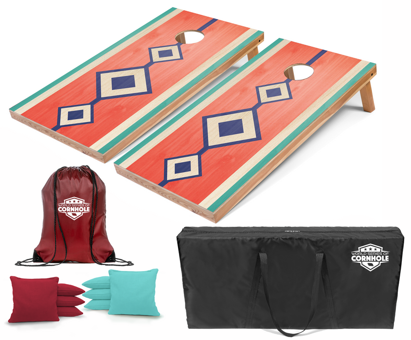 World Series of Cornhole Recreational Cornhole Set - Hunter Surfboard Boards with Red and Teal Bags