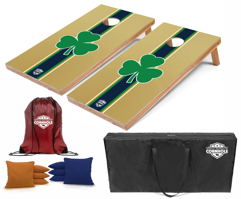 World Series of Cornhole Recreational Cornhole Set - Notre Dame Fighting Irish Boards with Gold and Royal Blue Bags