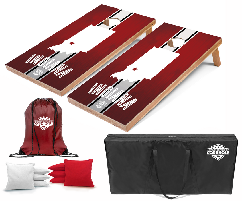 World Series of Cornhole Recreational Cornhole Set - Indiana Hoosiers Boards with Red and White Bags