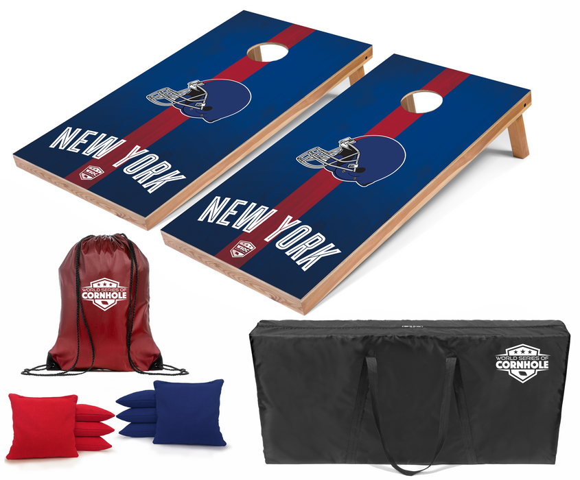 World Series of Cornhole Recreational Cornhole Set - New York Giants Boards with Red and Royal Blue Bags