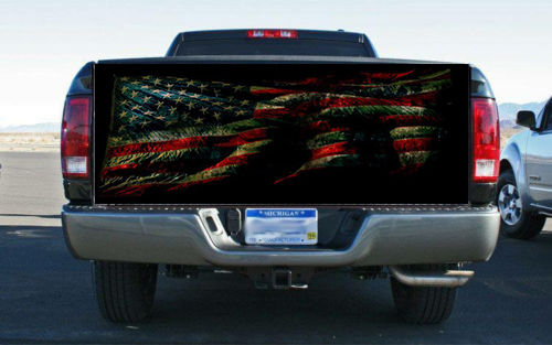 Grunge American Flag Rear Tailgate Wrap Vinyl Graphic Decal Sticker Wrap