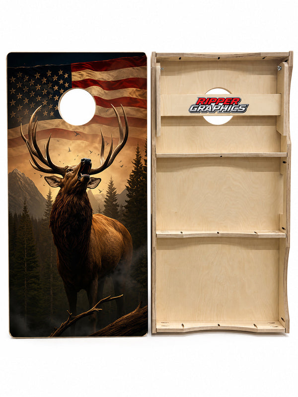 Elk American Flag Cornhole Design