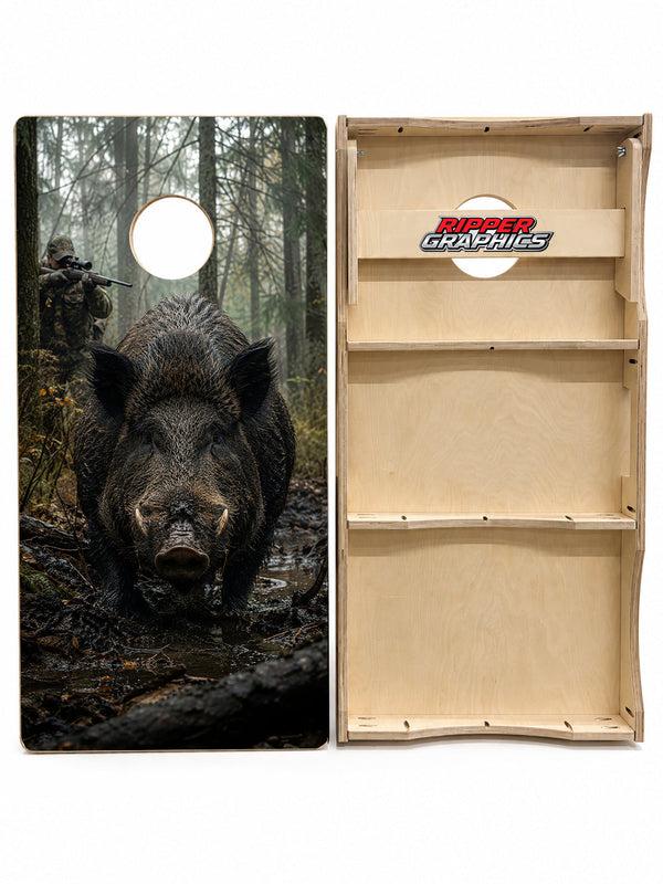 Wild Boar Hunting Cornhole Design