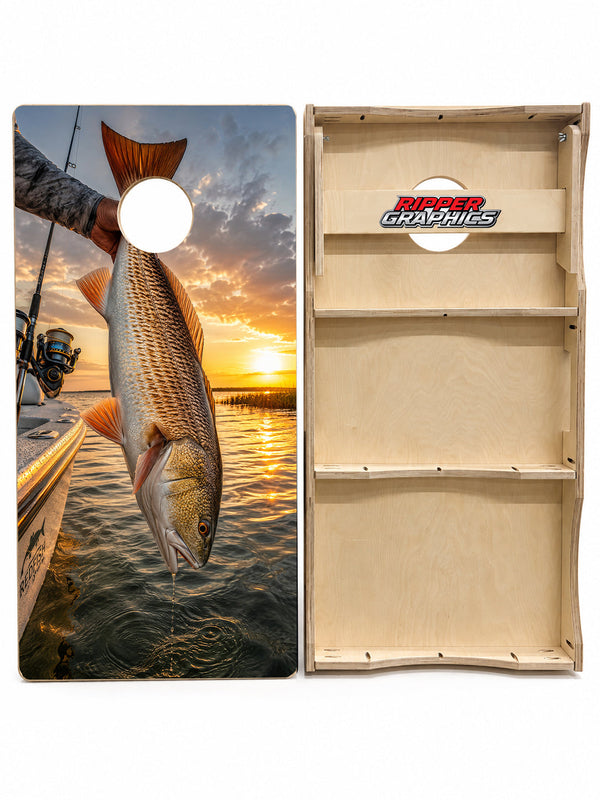 Red Fish Cornhole Design