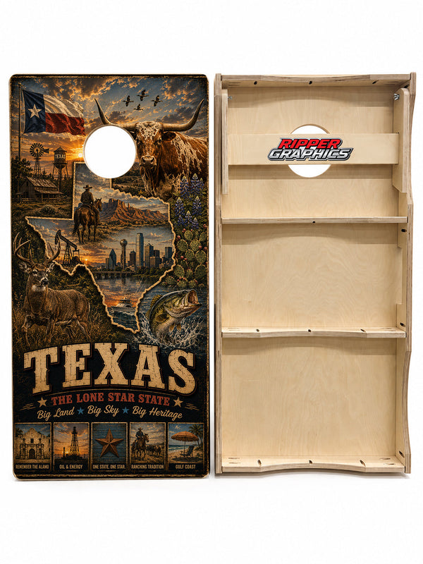 Texas The Lone Star State Cornhole Design
