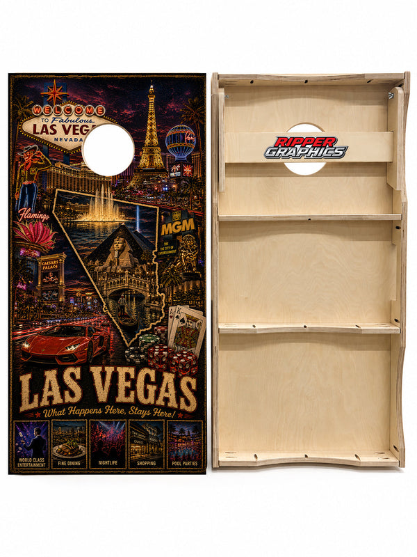 Las Vegas What Happens Here Stays Here Cornhole Design