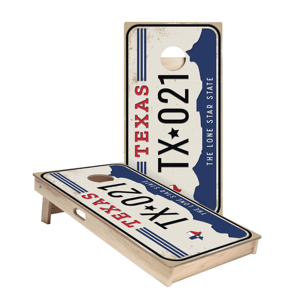 Home State License Plate Texas Star Cornhole Boards
