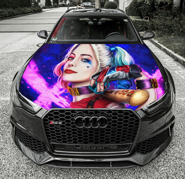 Harley Quinn Hood Wrap Vinyl Graphic Decal Sticker Wrap Car or Truck